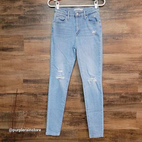 Levi's Jeans 26 Skinny 721 High Rise Medium Light Wash Stretch Denim Western - Picture 1 of 12